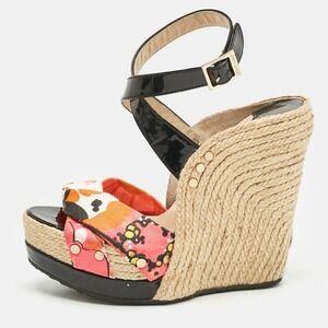 Jimmy Choo Floral Espadrille Wedge Sandals EU 38.5 US 8